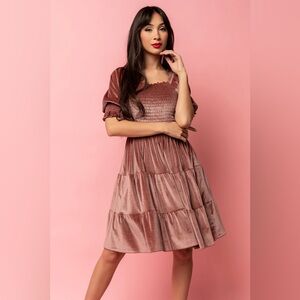 Baltic Born Bliss Smocked Velvet Short Dress